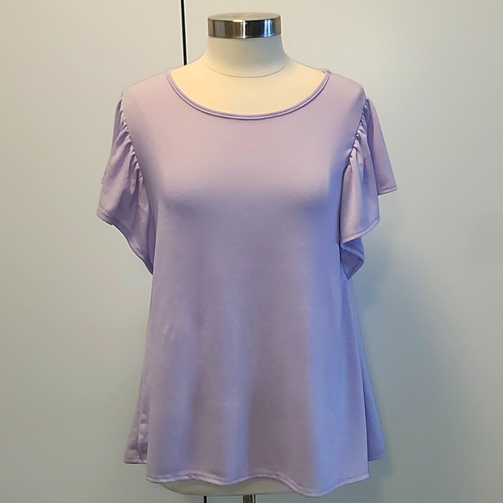 Lilac Flutter Sleeves,  Top Size L